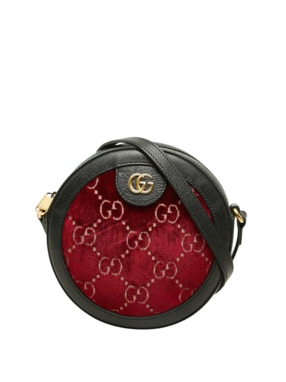 Gucci GG Velvet Shoulder Bag Wine Red Black